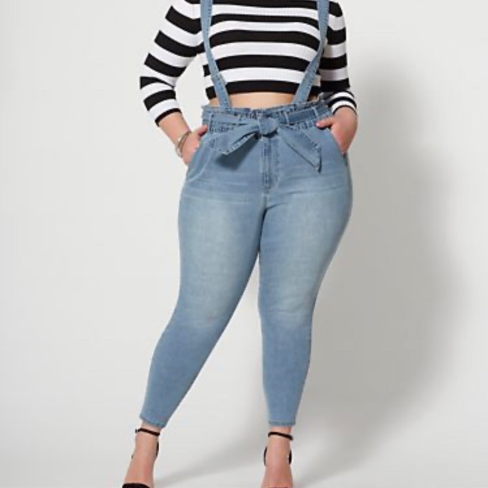 FASHION TO FIGURE PAPER BAG OVERALL JEANS